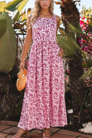 Floral Cutout Back Square Neck Maxi Dress.