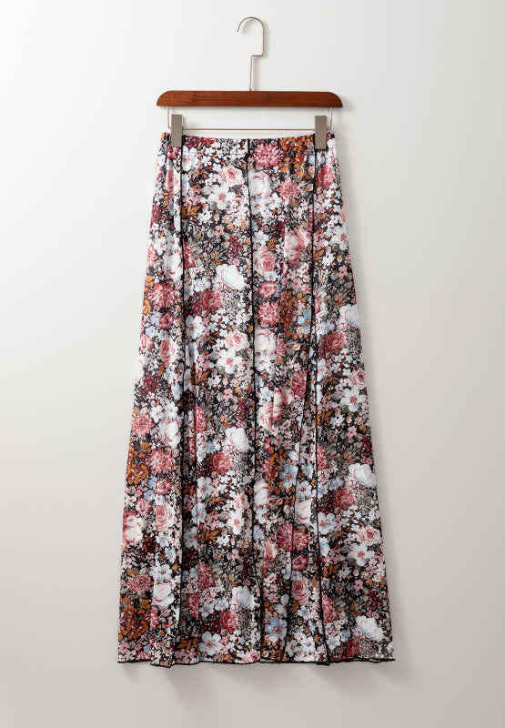 Floral Elastic Waist Maxi Skirt.
