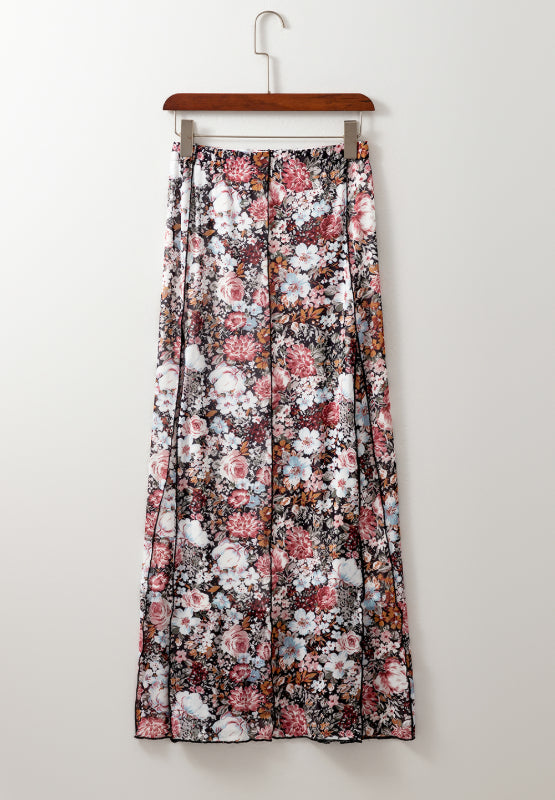 Floral Elastic Waist Maxi Skirt.