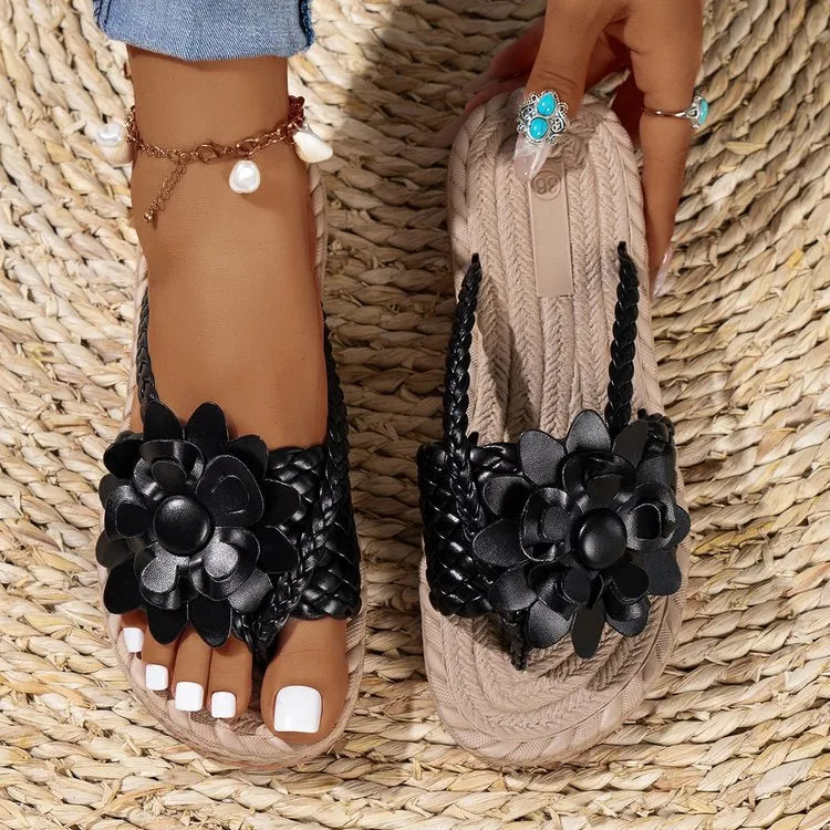 Floral embellished comfort slide sandals.