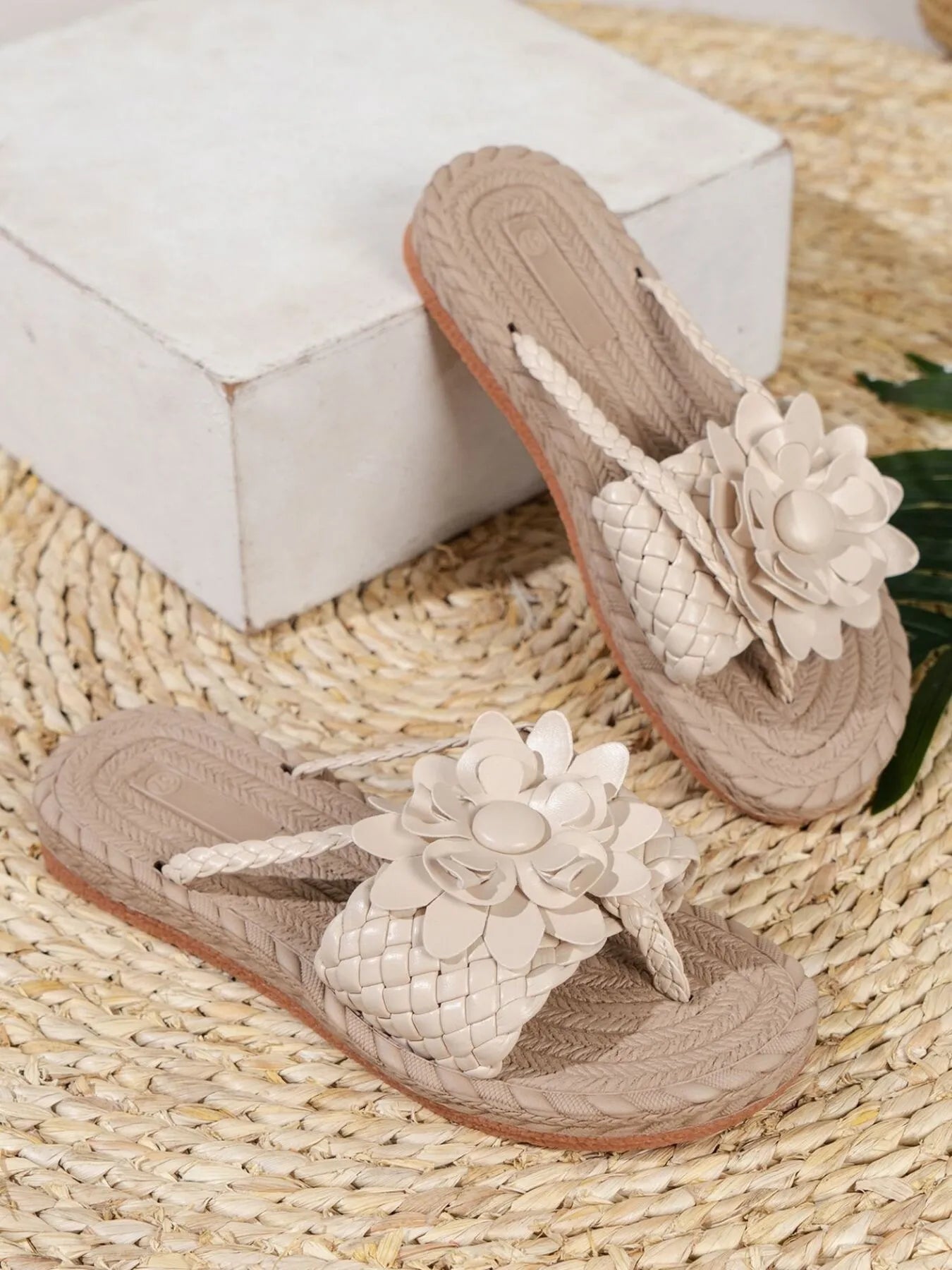 Floral embellished comfort slide sandals.