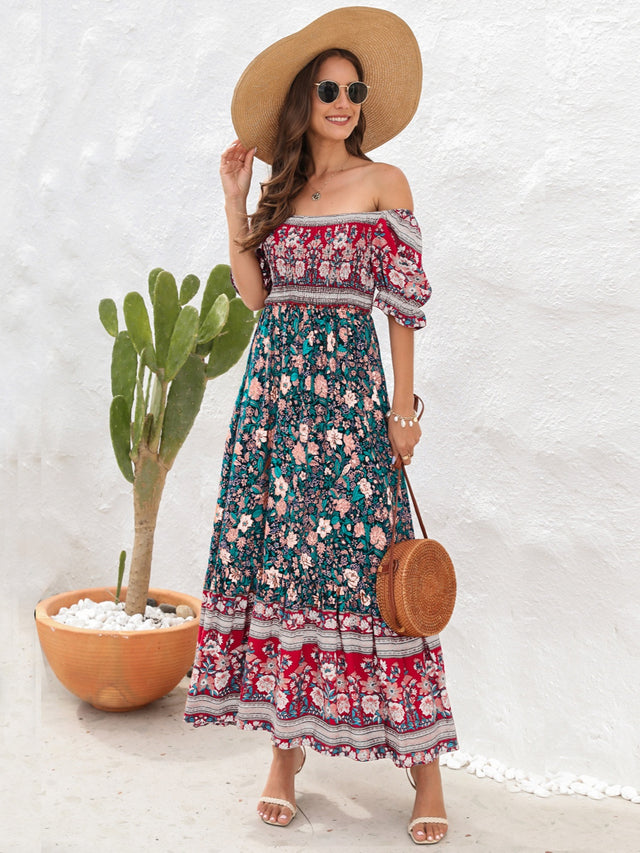 Floral Flounce Sleeve Midi Dress.