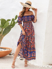 Floral Flounce Sleeve Midi Dress.