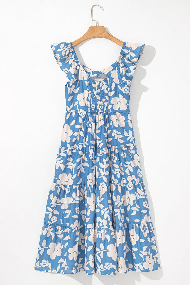 Floral Print V-Neck Summer Dress.