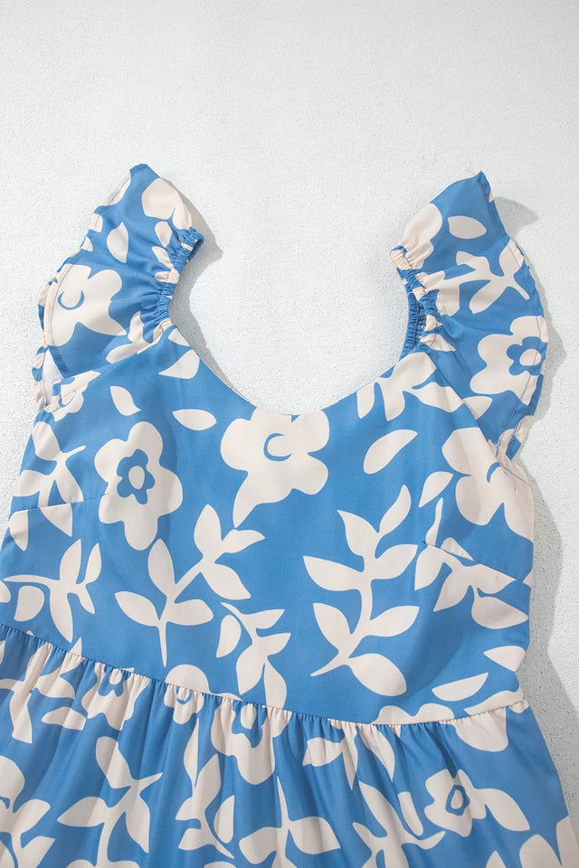 Floral Print Wrap Mini Dress with Puff Sleeves.
