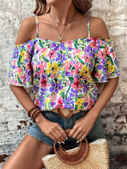 Floral half sleeve blouse.