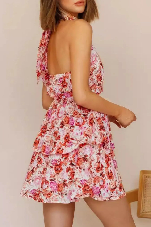 Floral Halter Neck Mini Dress.