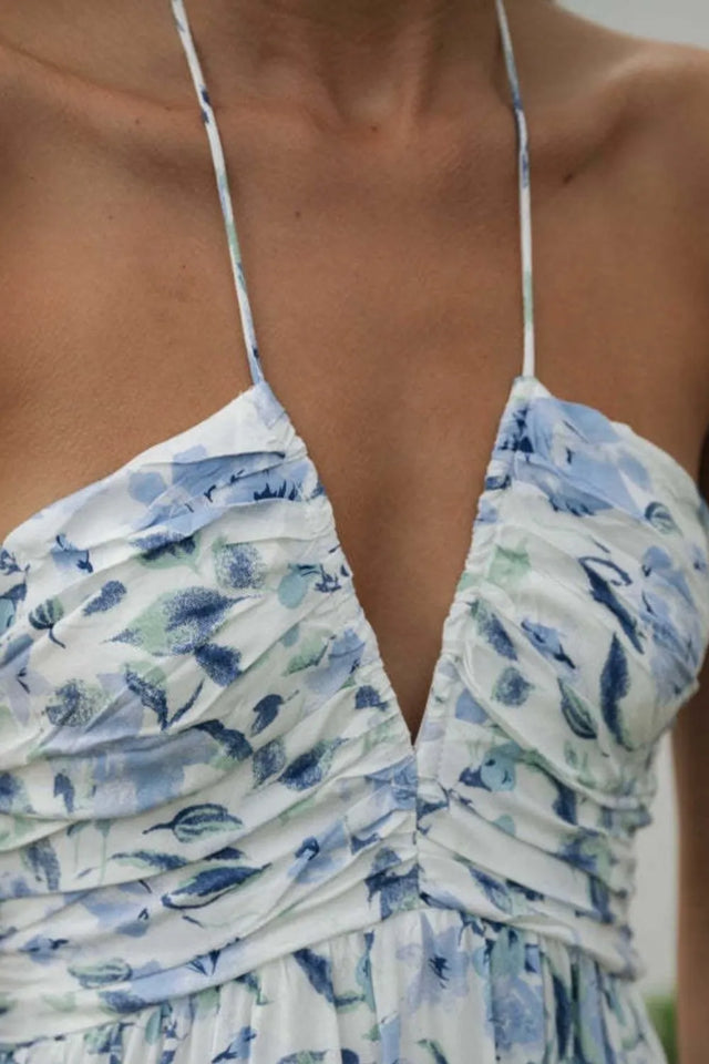 Floral Halter Neck Tiered Maxi Dress.