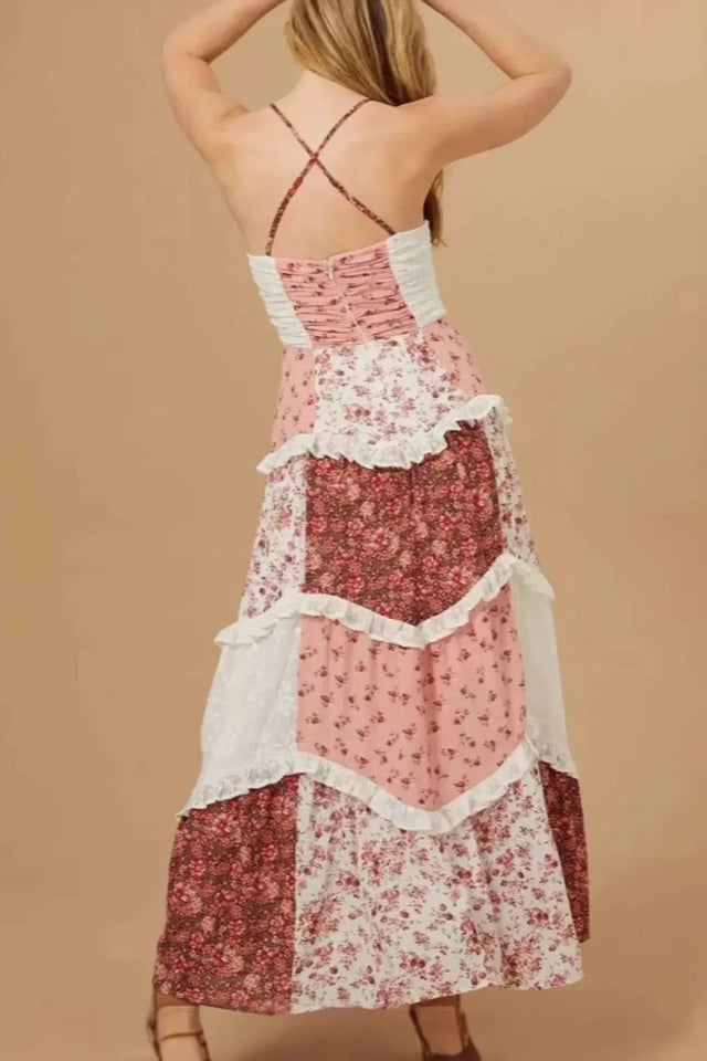 Floral Lace Trim Maxi Cami Dress.