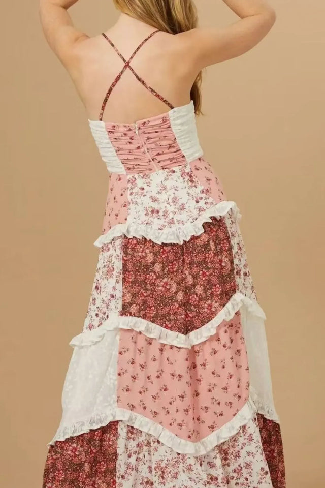 Floral Lace Trim Maxi Cami Dress.