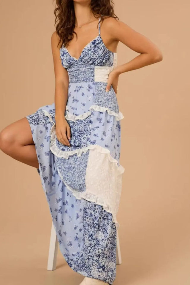 Floral Lace Trim Maxi Cami Dress.