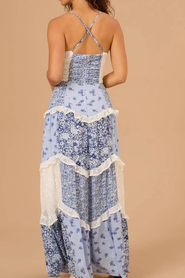 Floral Lace Trim Maxi Cami Dress.