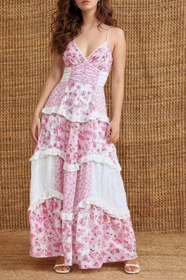 Floral Lace Trim Maxi Cami Dress.