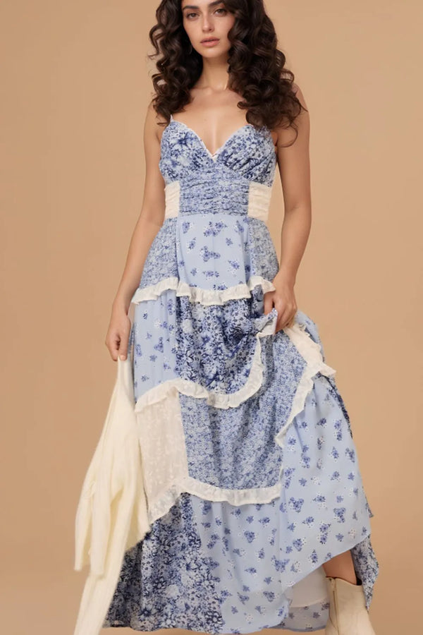Floral Lace Trim Maxi Cami Dress.