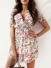 Floral Layered Mini Dress with Ruffle Hem.