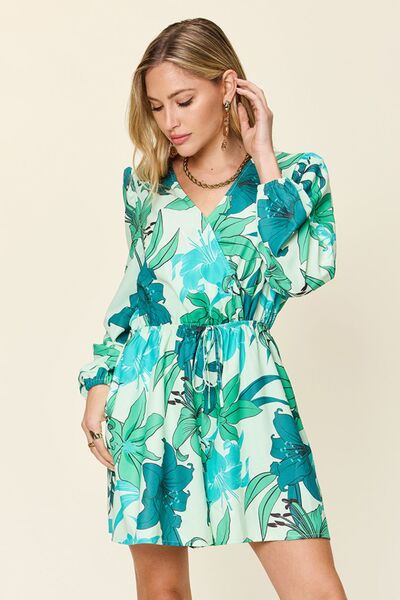 Floral Long Sleeve Romper with Pockets.