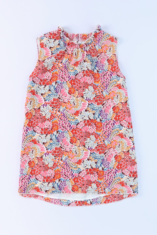 Floral print mock neck tank top.