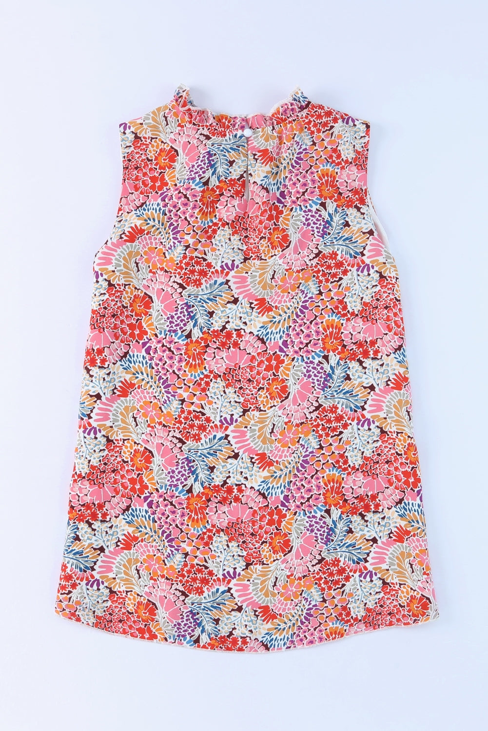 Floral print mock neck tank top.