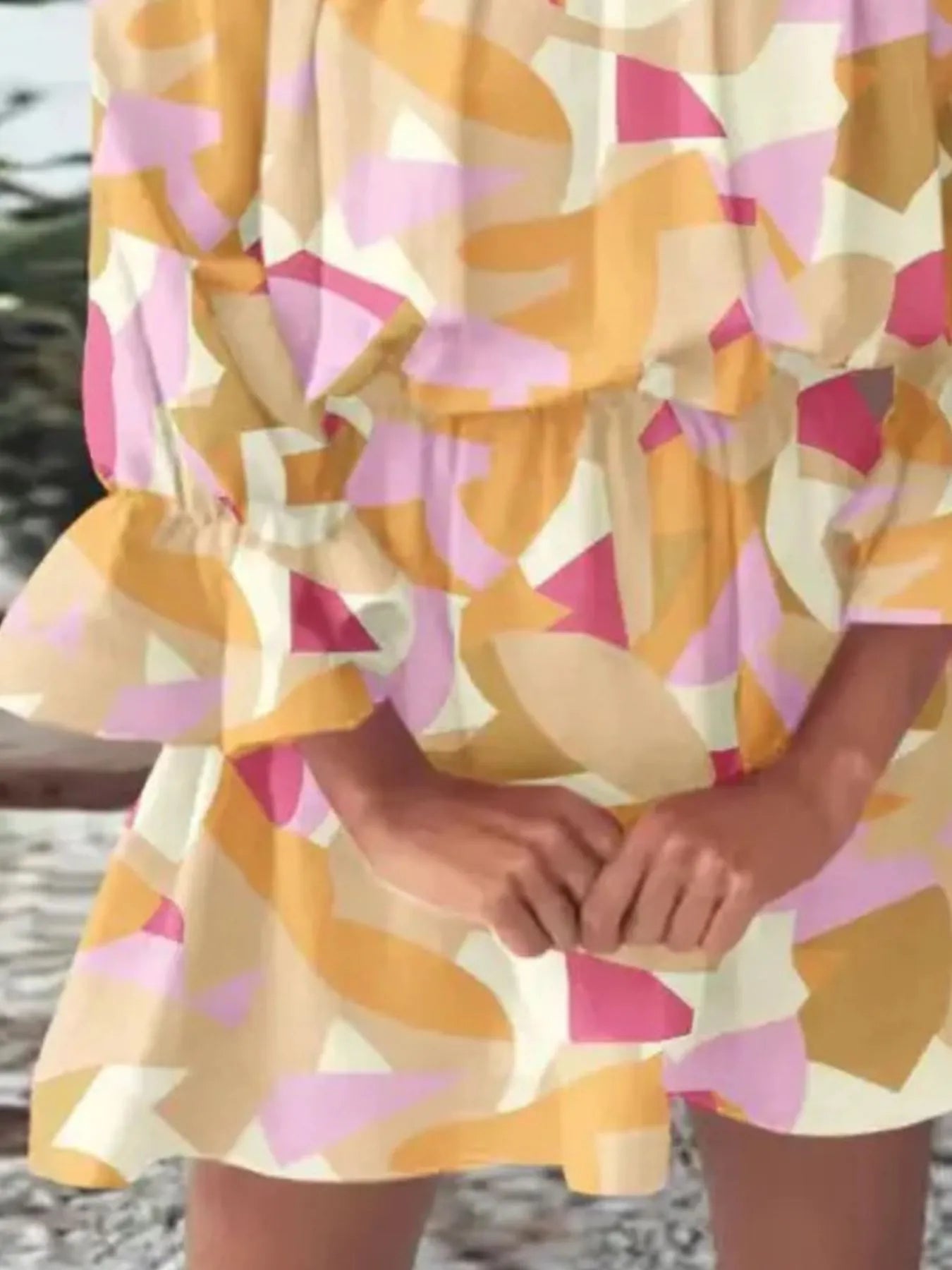 Full Size Floral Off-Shoulder Flounce Sleeve Mini Dress Plus Size.