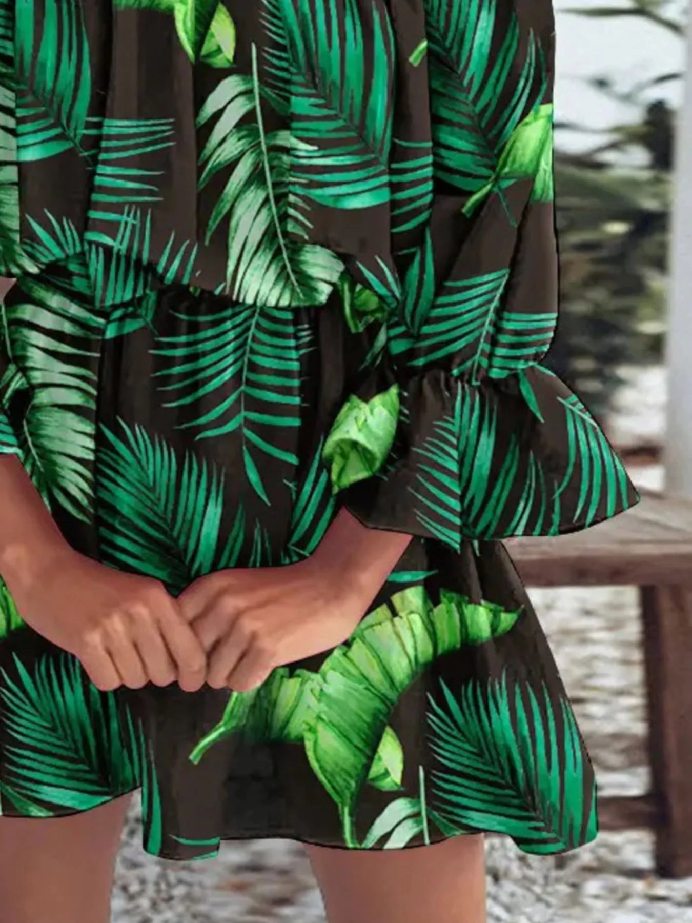 Full Size Floral Off-Shoulder Flounce Sleeve Mini Dress Plus Size.