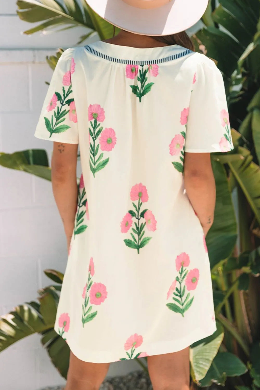 Floral Print Flutter Sleeve Summer Mini Dress.