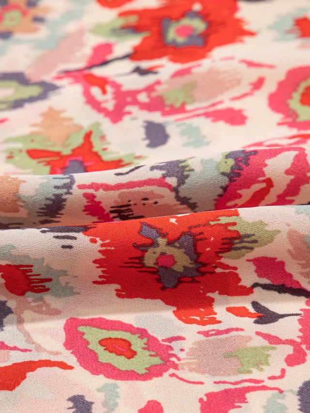 Floral Print Frilled Neck Puff Sleeve High Waist Dress.