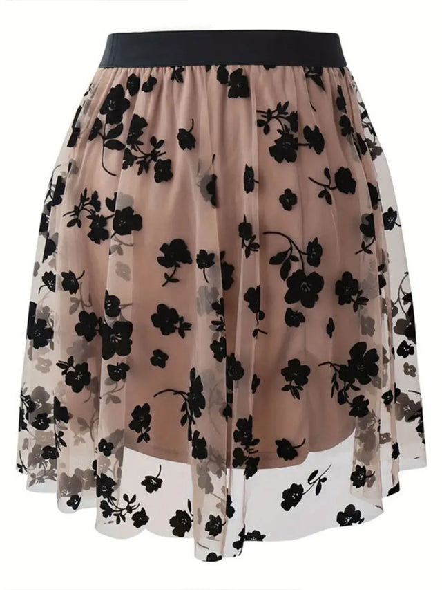 Floral Print High Waist Mini Skirt.