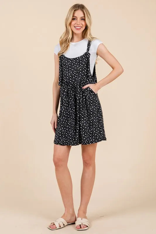 Floral Print Overalls with Pockets.