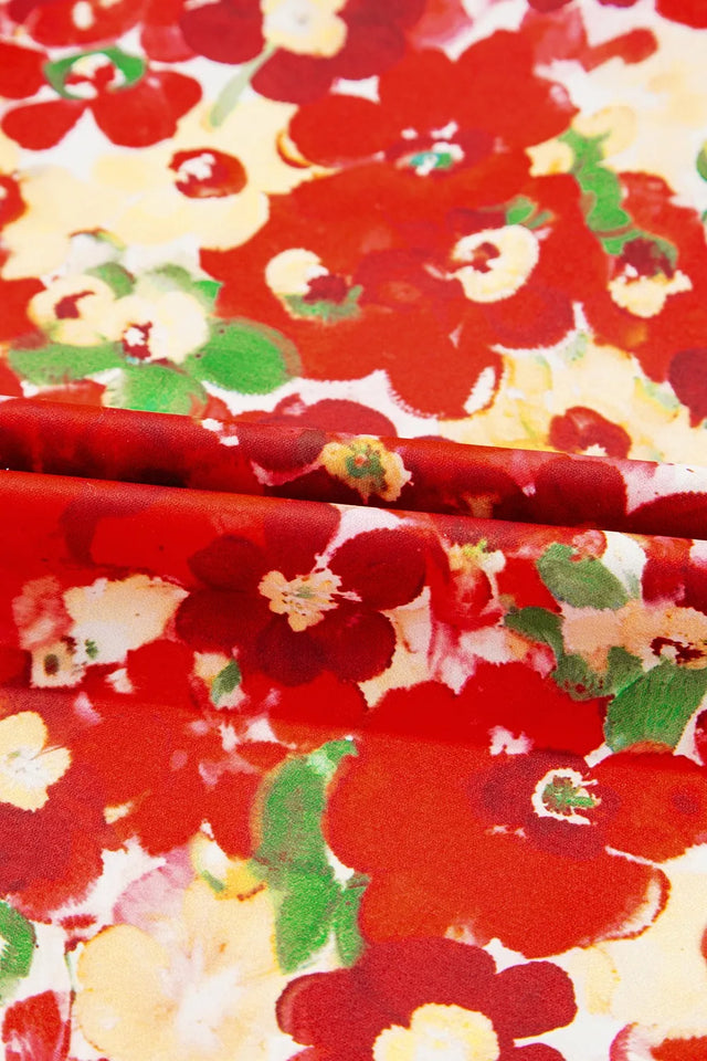 Floral Print Puff Sleeve Surplice Blouse.