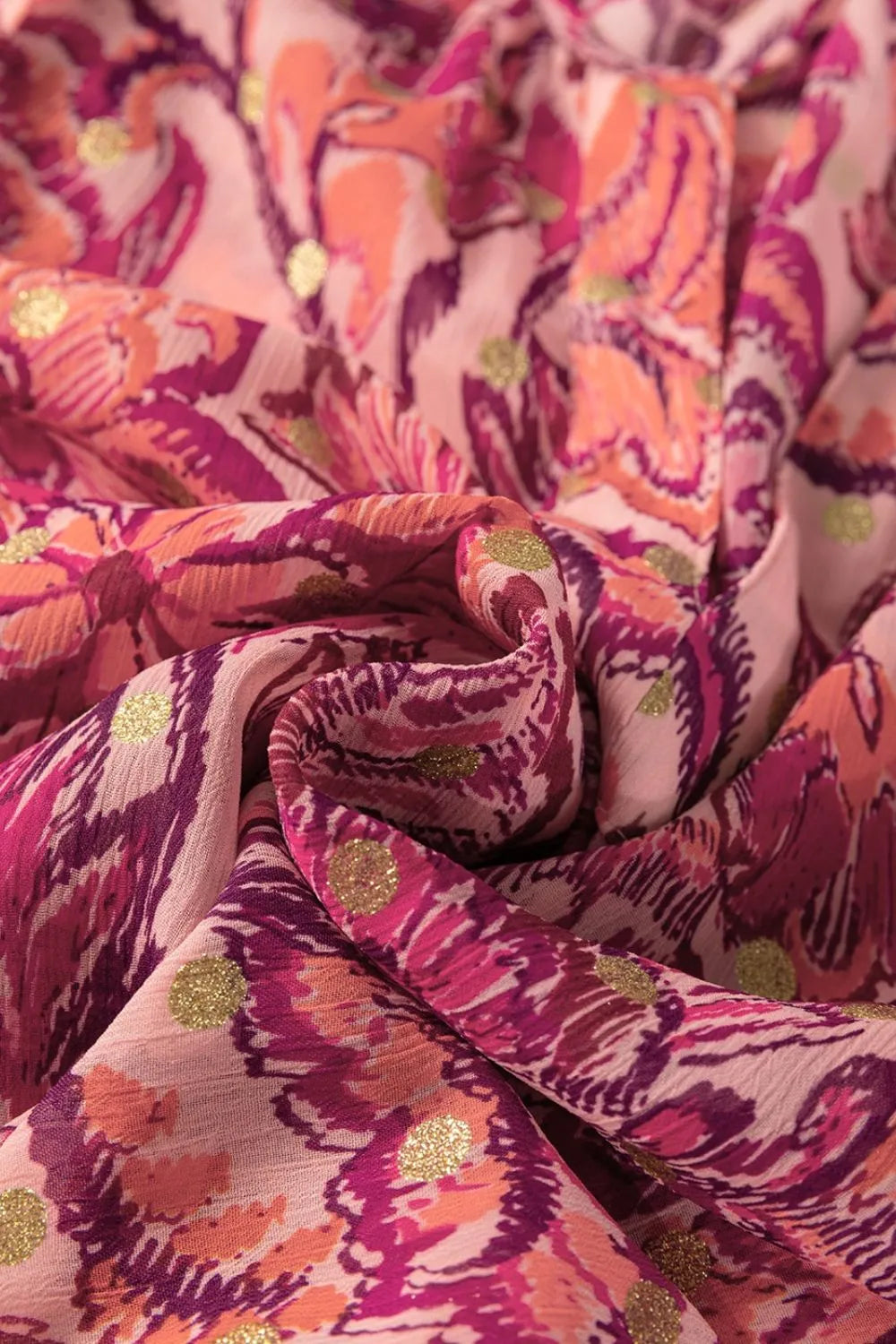 Floral Print Ruffled Puff Short Sleeve Blouse.