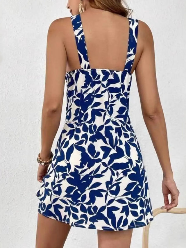 Floral Print Sleeveless Mini Dress.