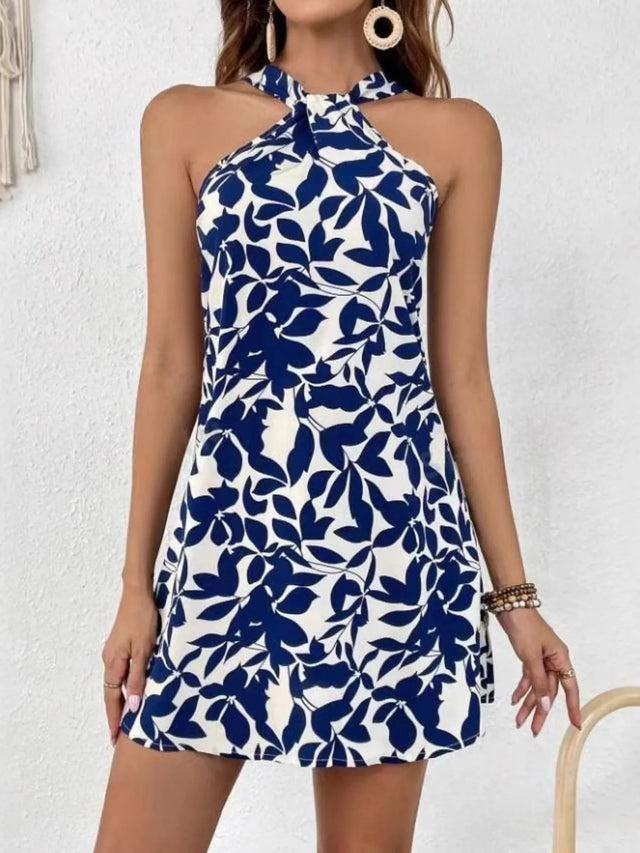 Floral Print Sleeveless Mini Dress.