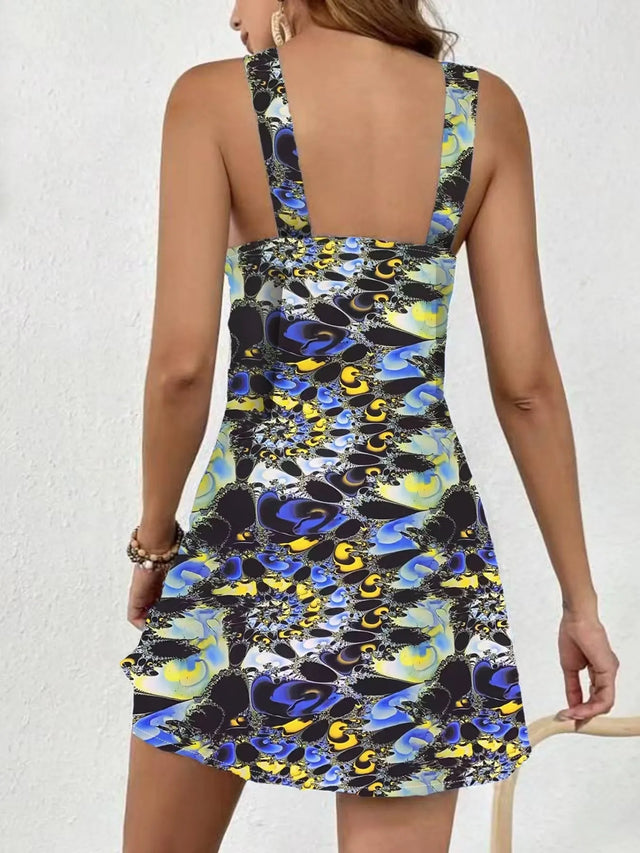 Floral Print Sleeveless Mini Dress.
