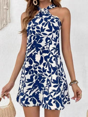 Floral Print Sleeveless Mini Dress.