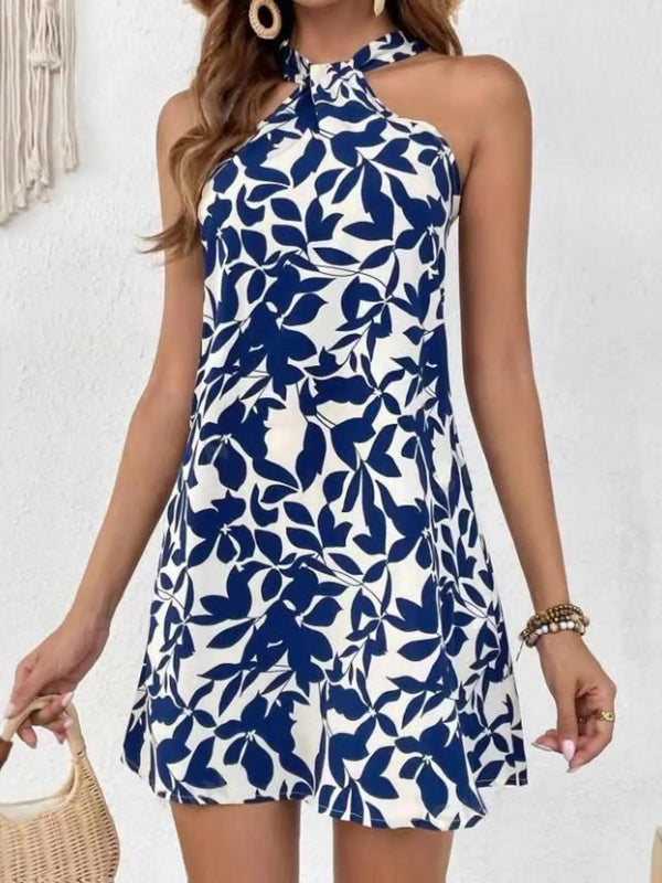 Floral Print Sleeveless Mini Dress.