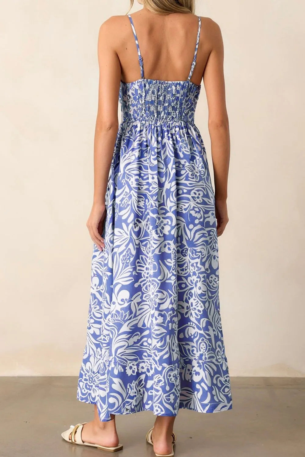 Floral Off Shoulder Ruffle Maxi Dress.