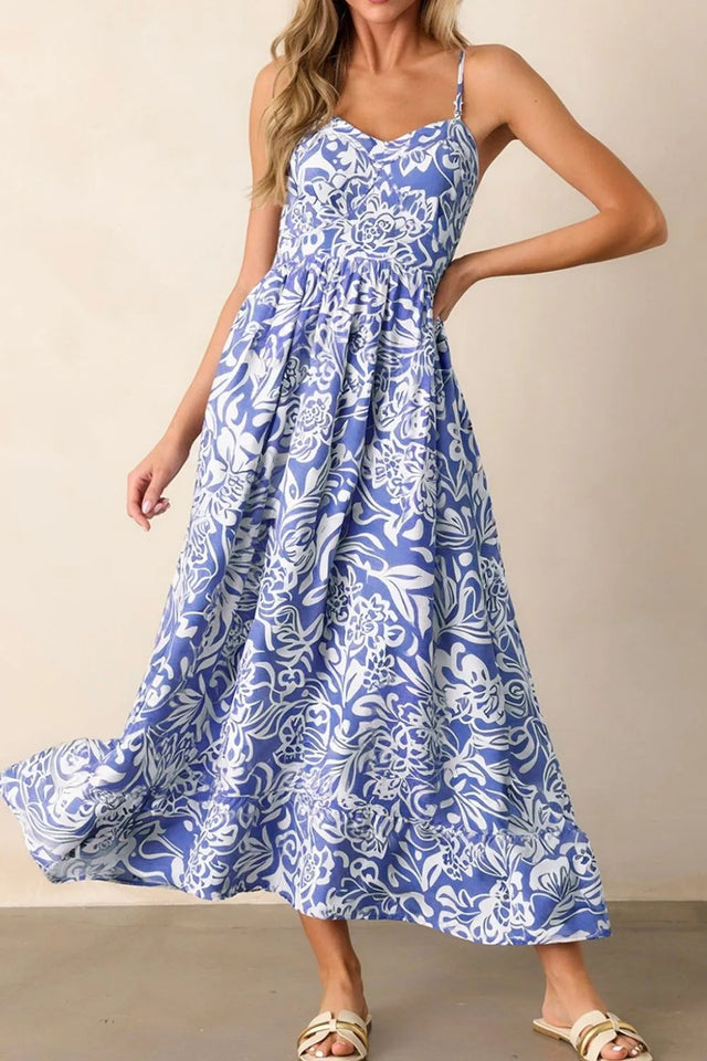 Floral Off-Shoulder Flounce Sleeve Dress.