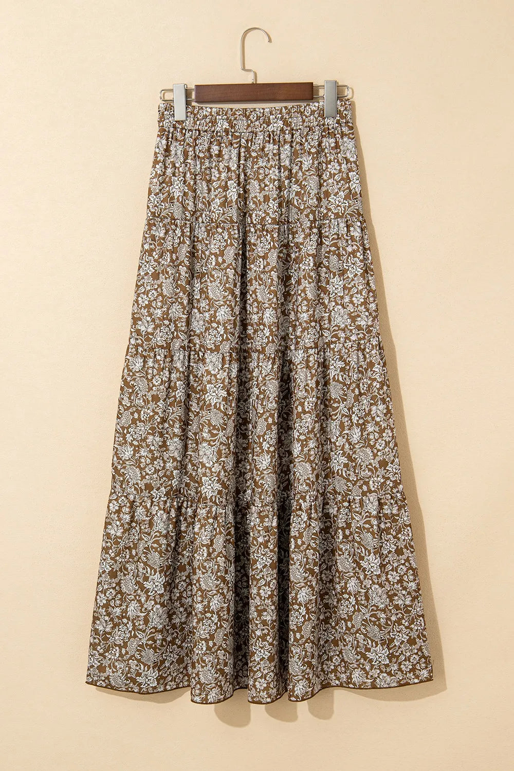 Floral Print Tiered Maxi Skirt.