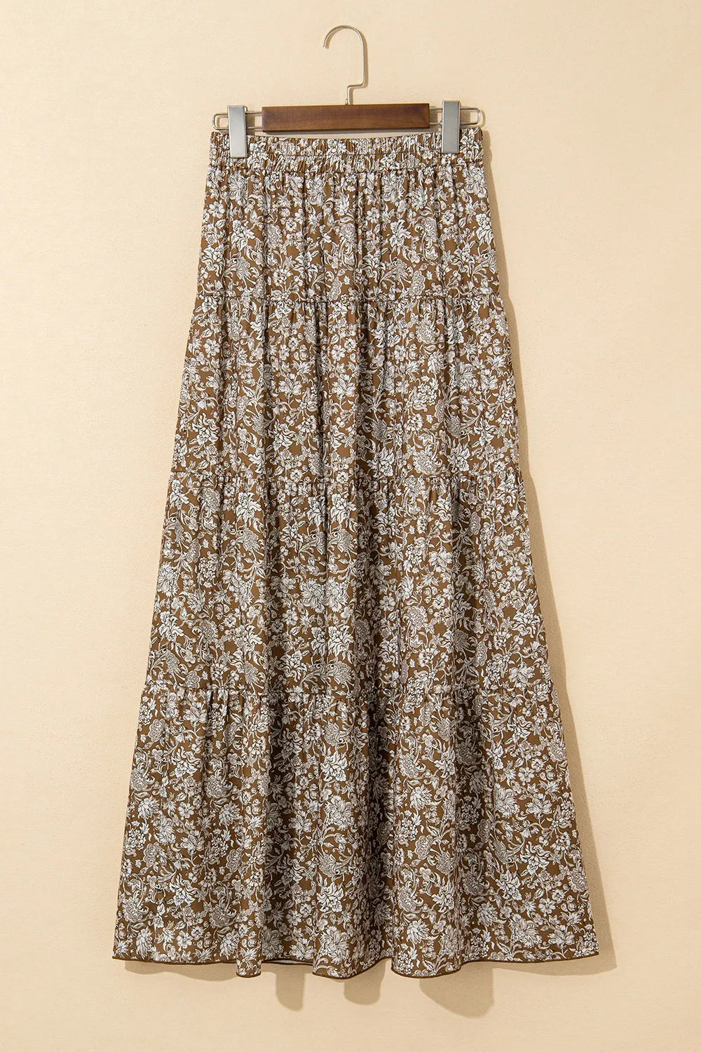 Floral Print Tiered Maxi Skirt.