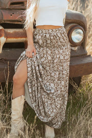 Floral Print Tiered Maxi Skirt.