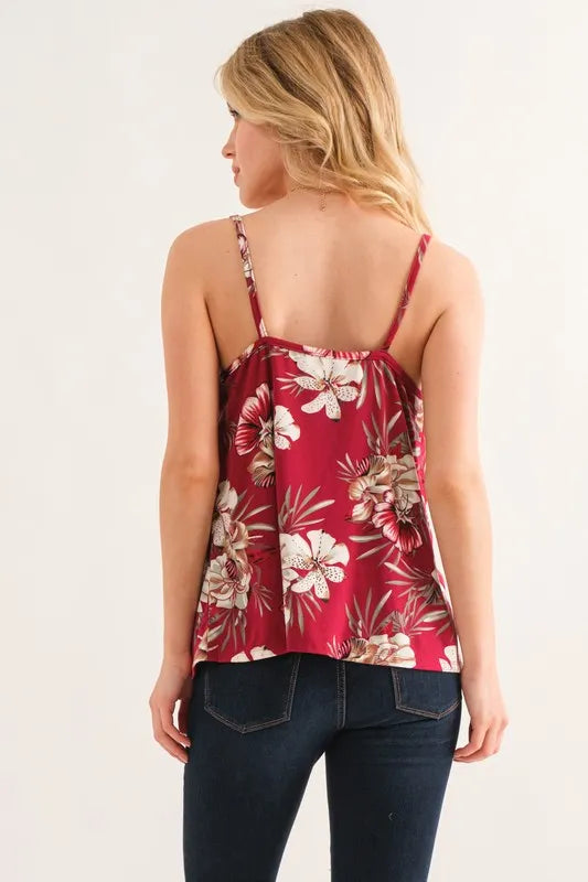Floral printed casual tank top, slightly stretchy.