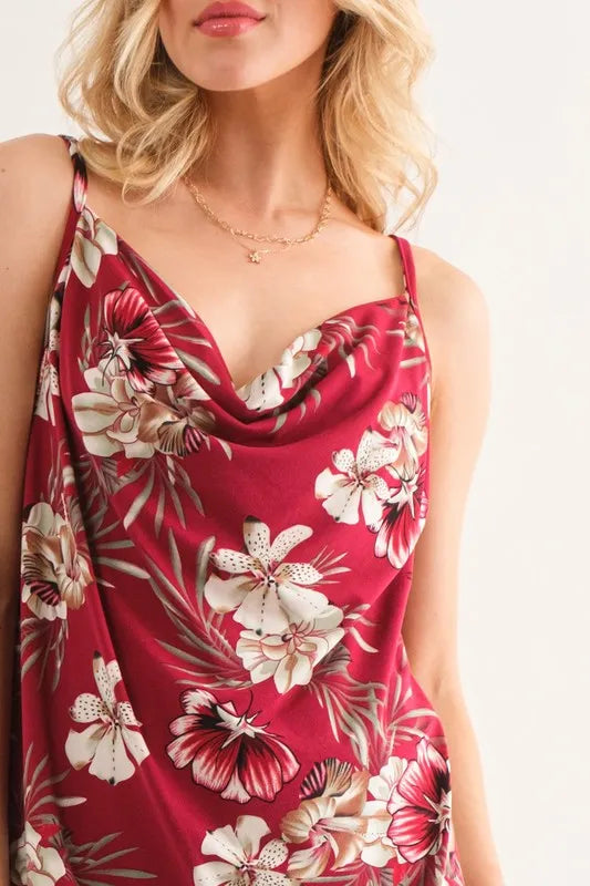 Floral printed casual tank top, slightly stretchy.
