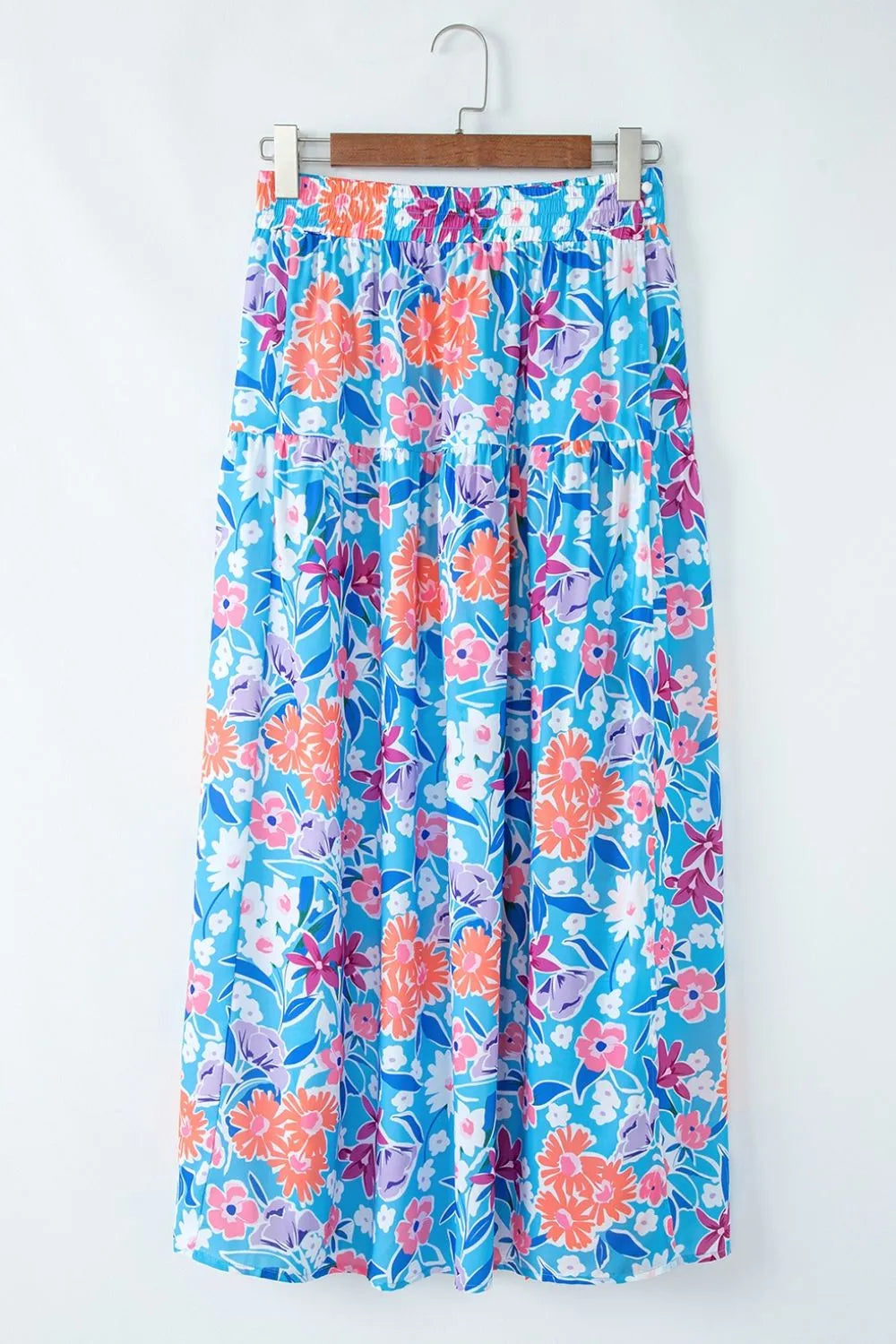Floral Printed High Waist Split Skirt.