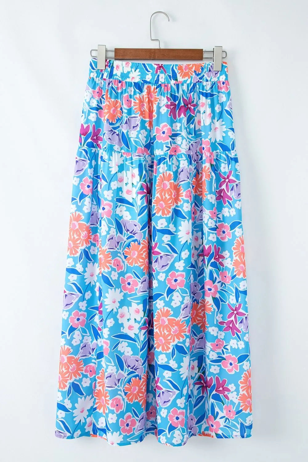 Floral Printed High Waist Split Skirt.