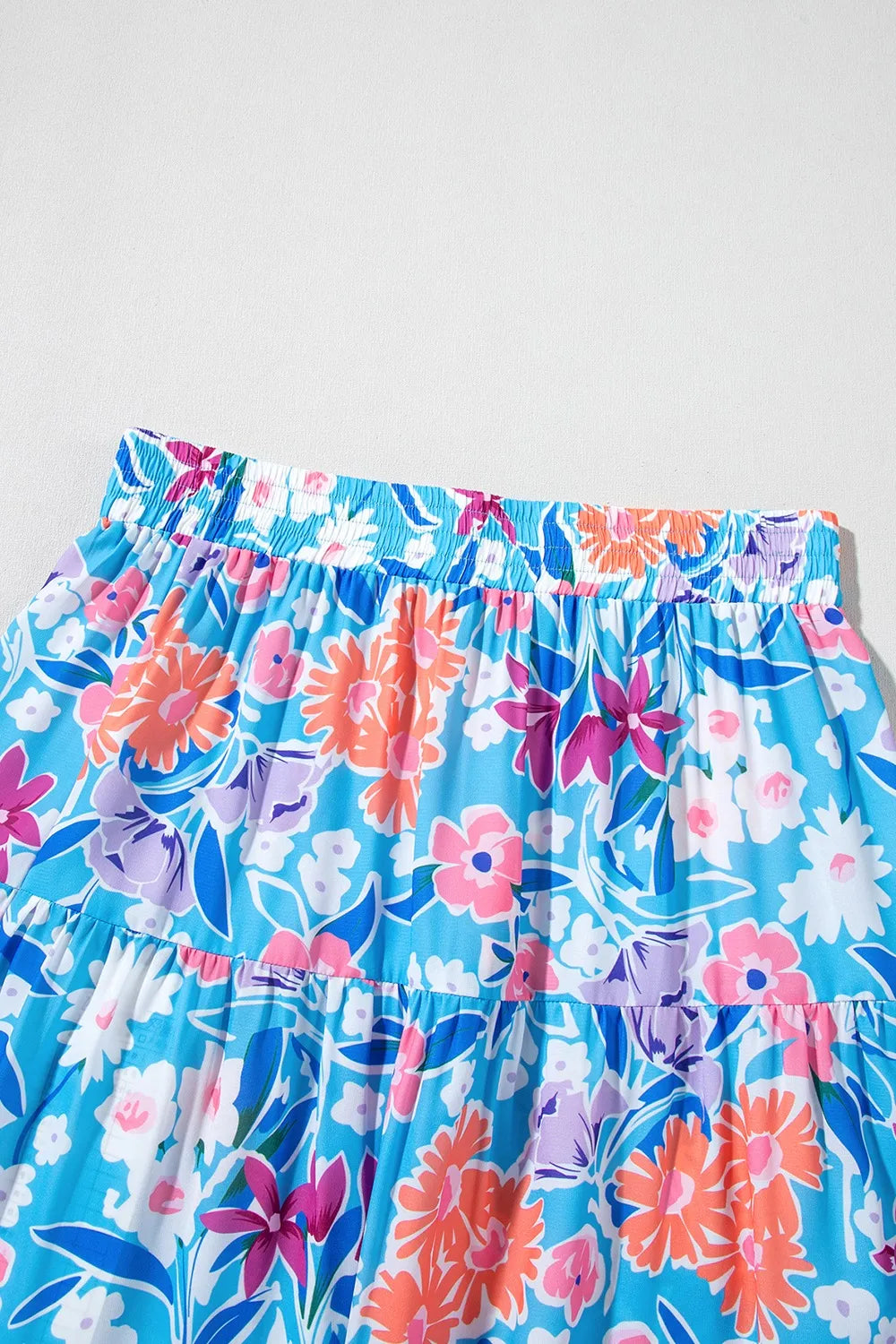 Floral Printed High Waist Split Skirt.