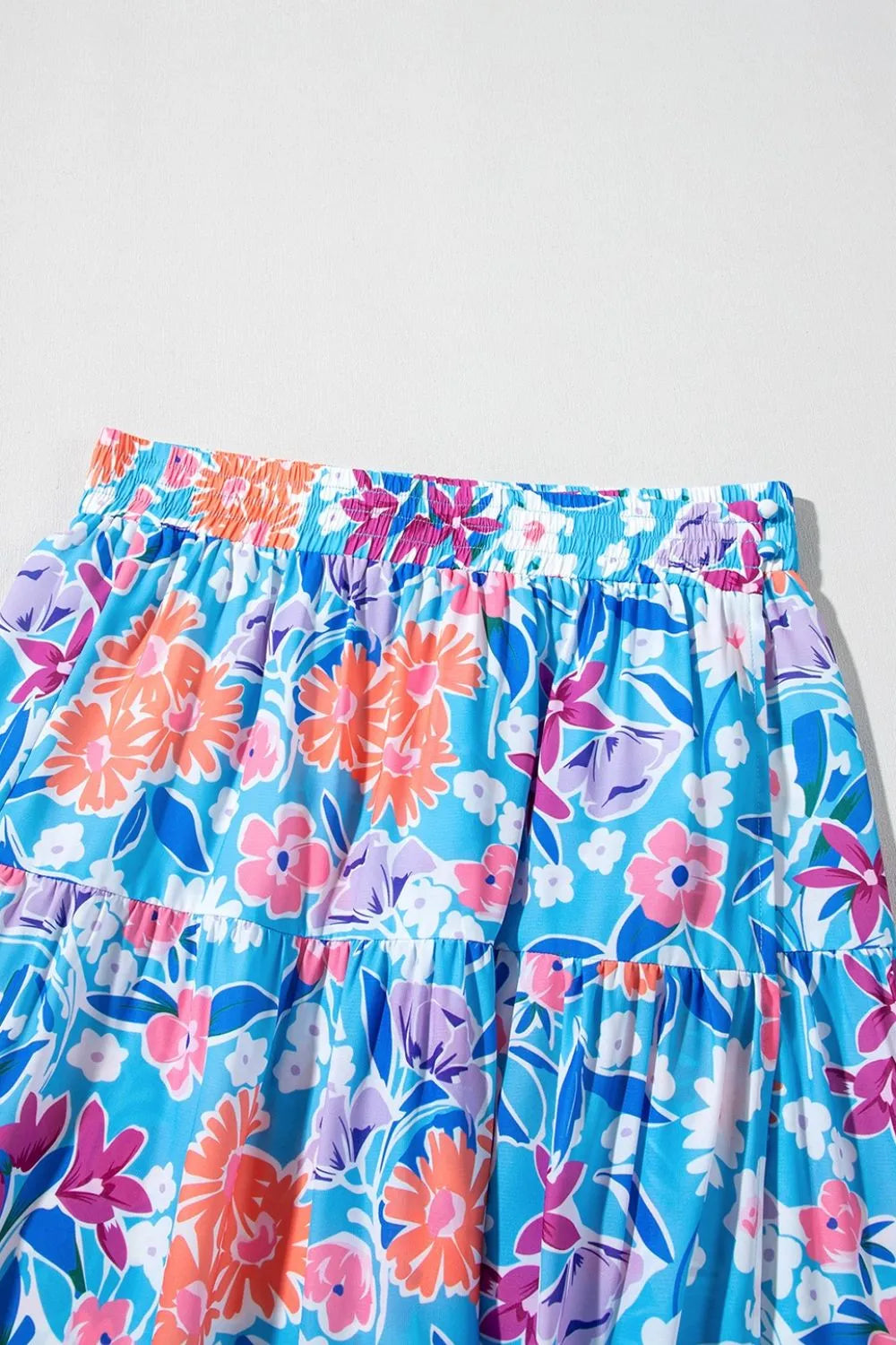 Floral Printed High Waist Split Skirt.