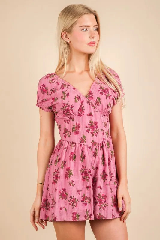 Floral Printed Ruffle Romper