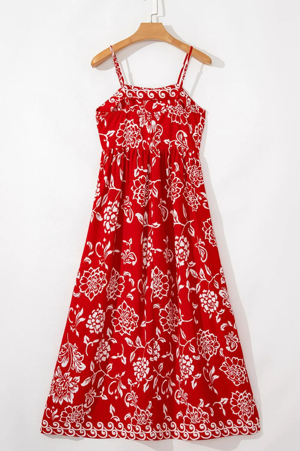 Floral Printed Spaghetti Strap Empire Waist Maxi Dress.
