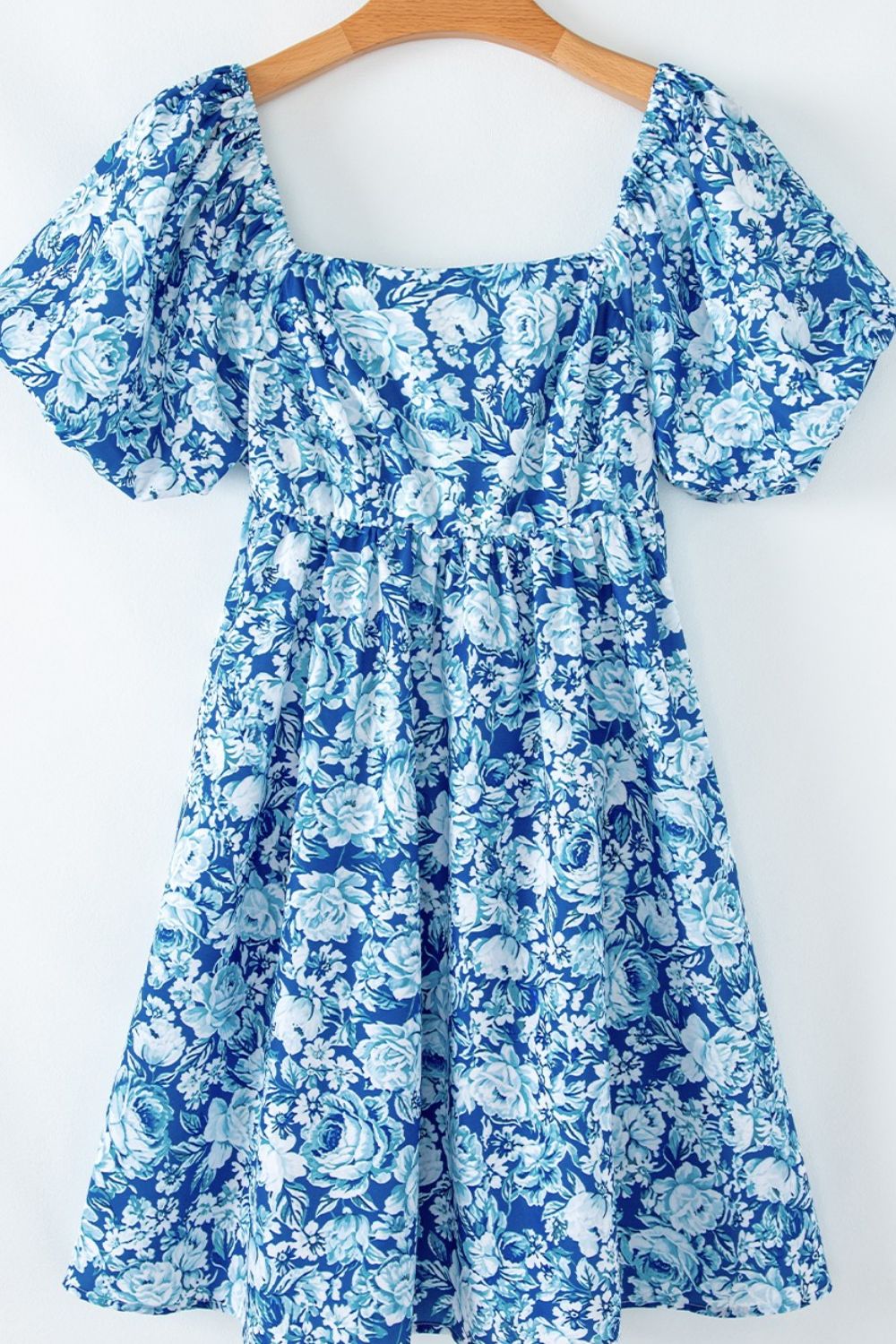 Floral Puff Sleeve Babydoll Mini Dress.