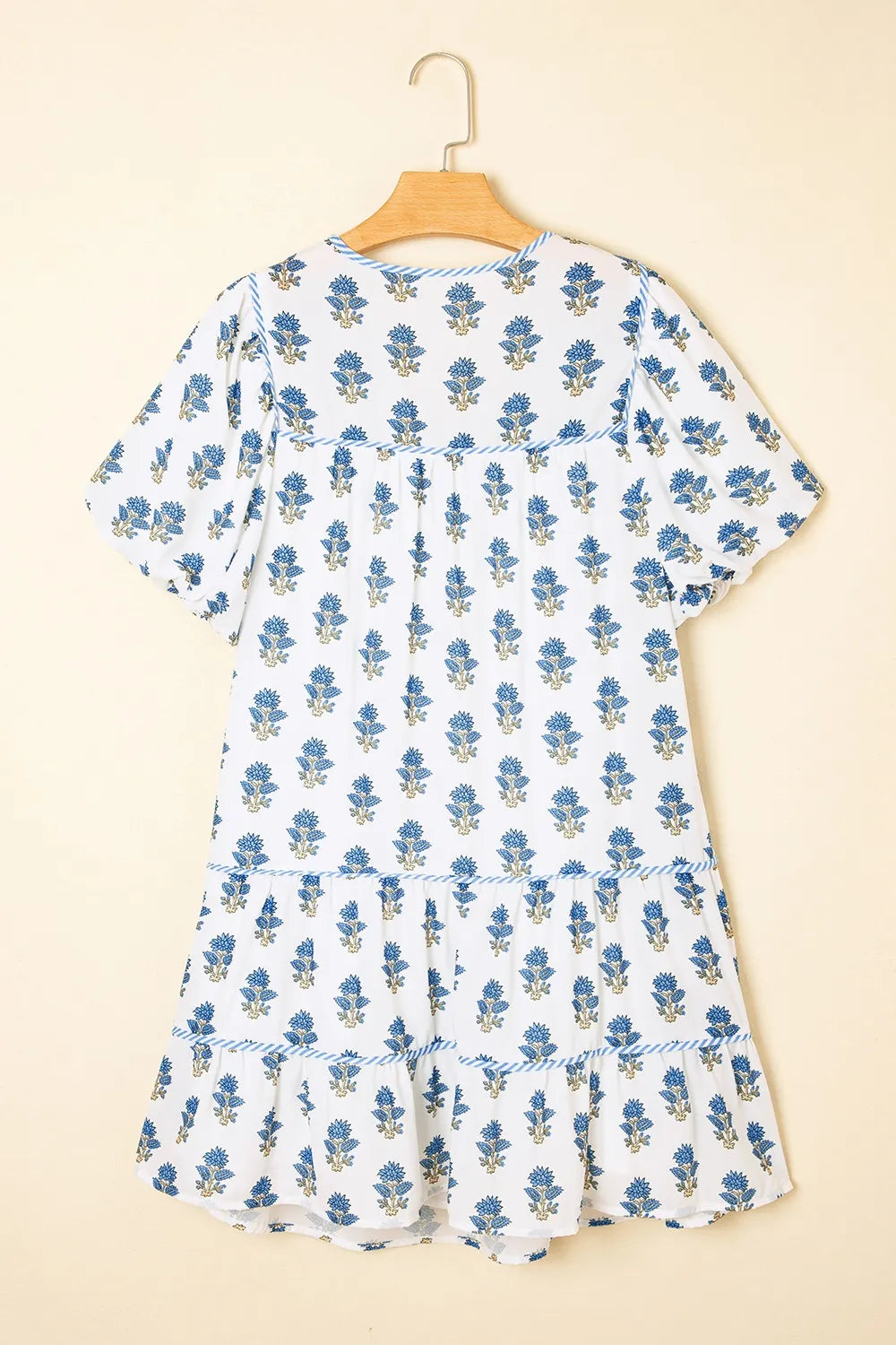 Floral Puff Sleeve Mini Dress with Pockets.